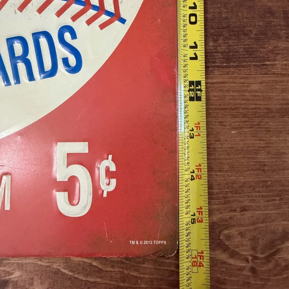 Topps Baseball Picture Cards Vintage Style Embossed Tin Metal Sign 5 Cent Retro